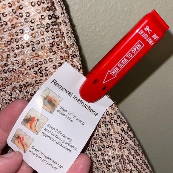 NWT IEENA MAC DUGGAL 26496 Rose Gold Sequin Twist Front Mini Dress Size 8 - Picture 7 of 11